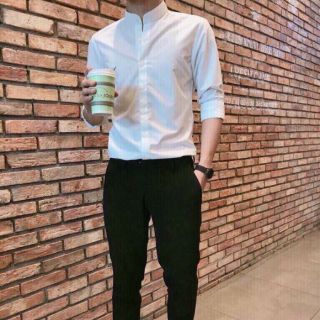 Áo sơ mi trắng nam cổ trụ