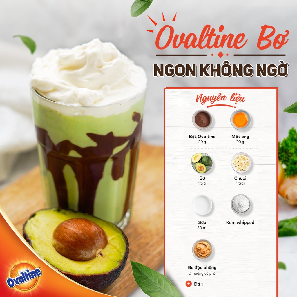 [QUÀ TẶNG] Ovaltine Bột Cacao Hủ 400g + Bình thủy tinh Kim Cương 450ml