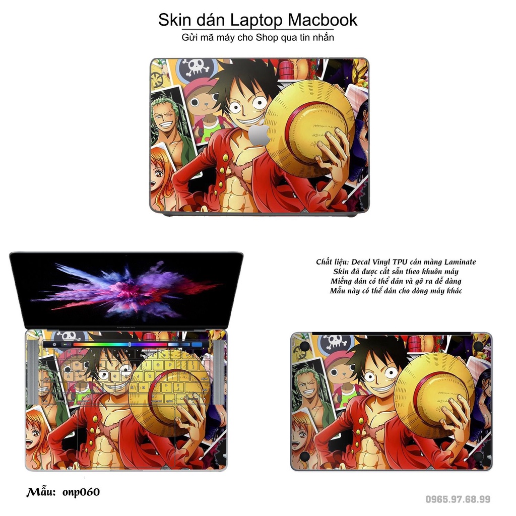 Skin dán Macbook mẫu One Piece (đã cắt sẵn, inbox mã máy cho shop)