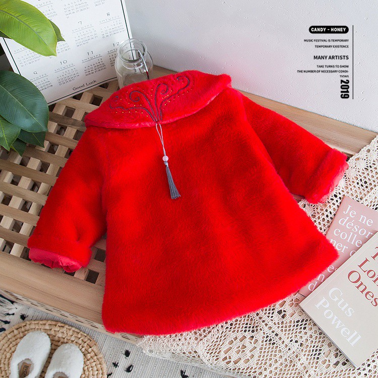 Áo khoác lông nhung mịn đẹp phong cách mới cho bé gái size 12-20kg AK10