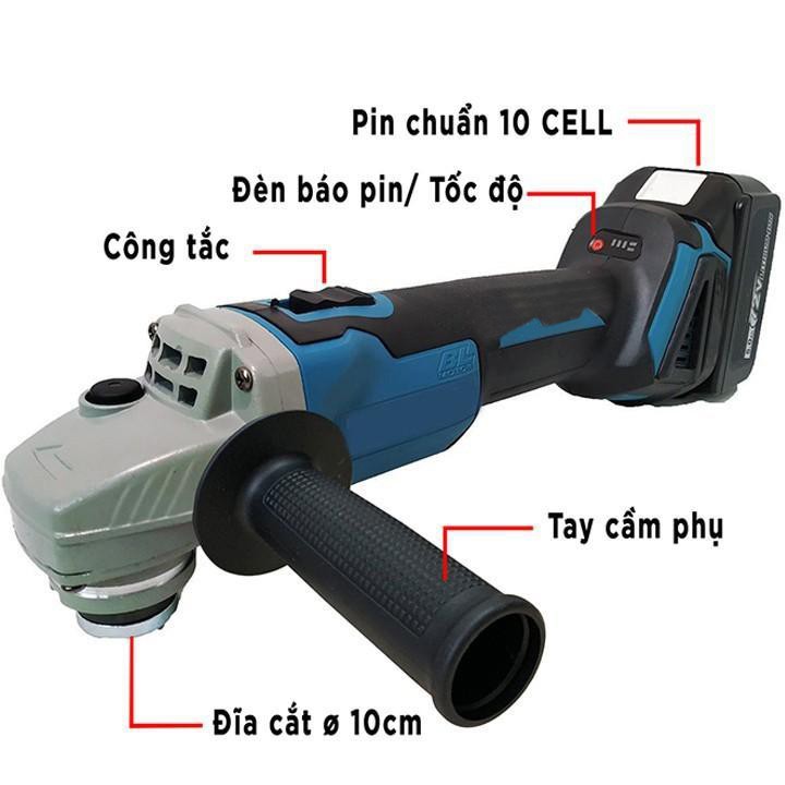 Máy mài góc dùng pin MAKITA-Động cơ từ không chổi than-Bảo hành 6 tháng - 2 Pin 10 cell khủng