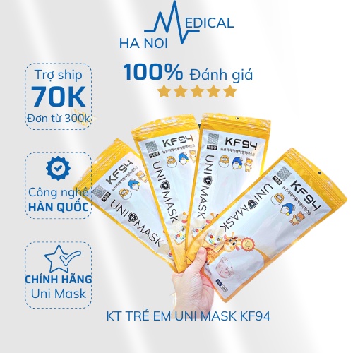 COMBO 100 CHIẾC Khẩu trang 4D cho bé UNI MASK KIDS KF94 - Công nghệ Hàn Quốc - An toàn cho bé