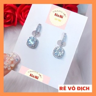 Bông tai nữ 💎𝑭𝑹𝑬𝑬𝑺𝑯𝑰𝑷 💎Bông tai bạc nữ đính đá bền màu cao cấp