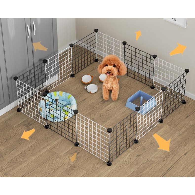 Chuồng Quây Chó Mèo 14 Tấm Lưới Sắt Lắp Ghép Thép Sơn Tĩnh Điện Chắc Chắn Chống Nước