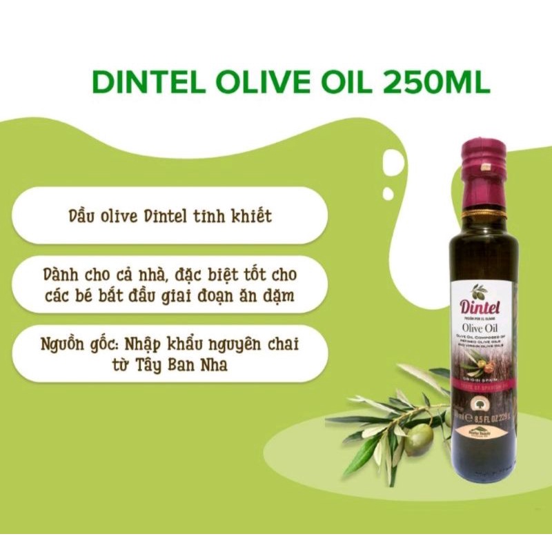 Dầu oliu nguyên chất Dintel Olive Oil HiPP 250ml nhập khẩu Tây Ba Nha