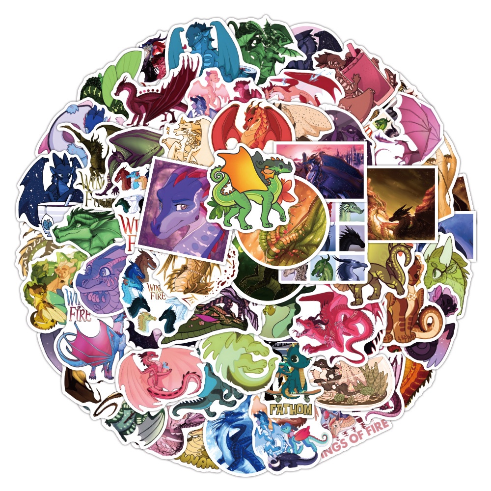 Bộ 100/50 Miếng Dán Chống Thấm Nước Hình Rồng Graffiti Trang Trí Vali/Điện Thoại