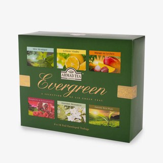 Bộ sưu tập 06 vị trà xanh Ahmad - Ahmad Evergreen selection Tea (túi lọc có bao thiếc - 60 gói/hộp)