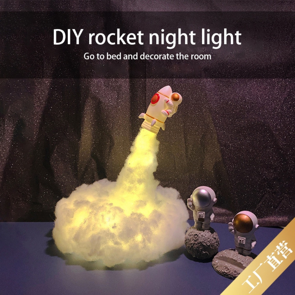 [Ready] 3D Print Rocket Lamp, Space Shuttle Lamp Night Light  Moon Lamp Materials with USB Rechargeable for Rocket Lovers TTS