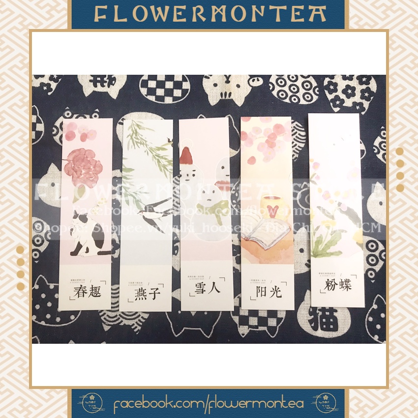 Set 10 Thẻ Đánh Dấu Sách | Bookmark Giấy - Japanese Pattern