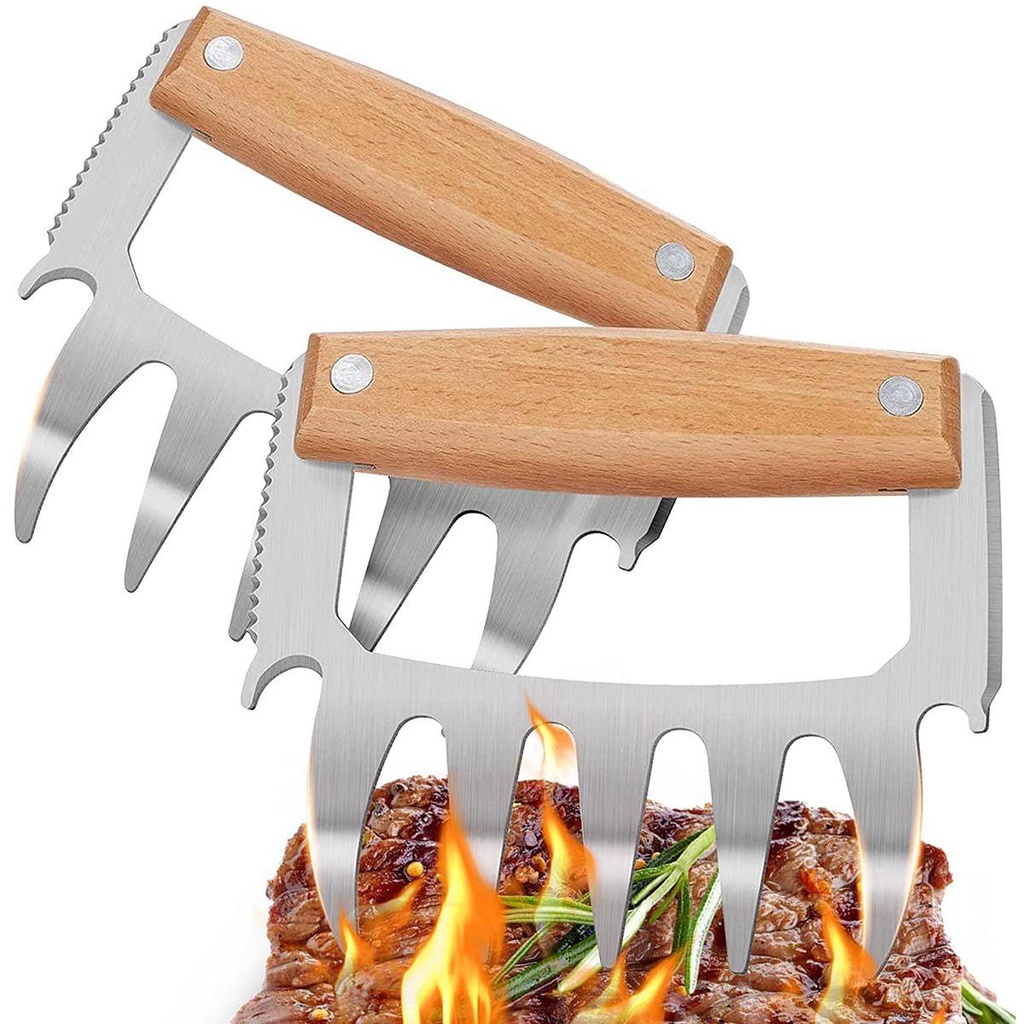 Dụng Cụ Cắt Thịt Bằng Thép Không Gỉ Với Tay Cầm Bằng Gỗ Đa Năng Tiện Dụng