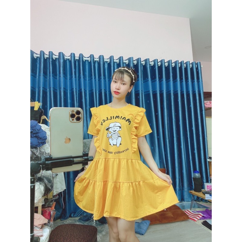 váy baby doll hoạ tiết em bé