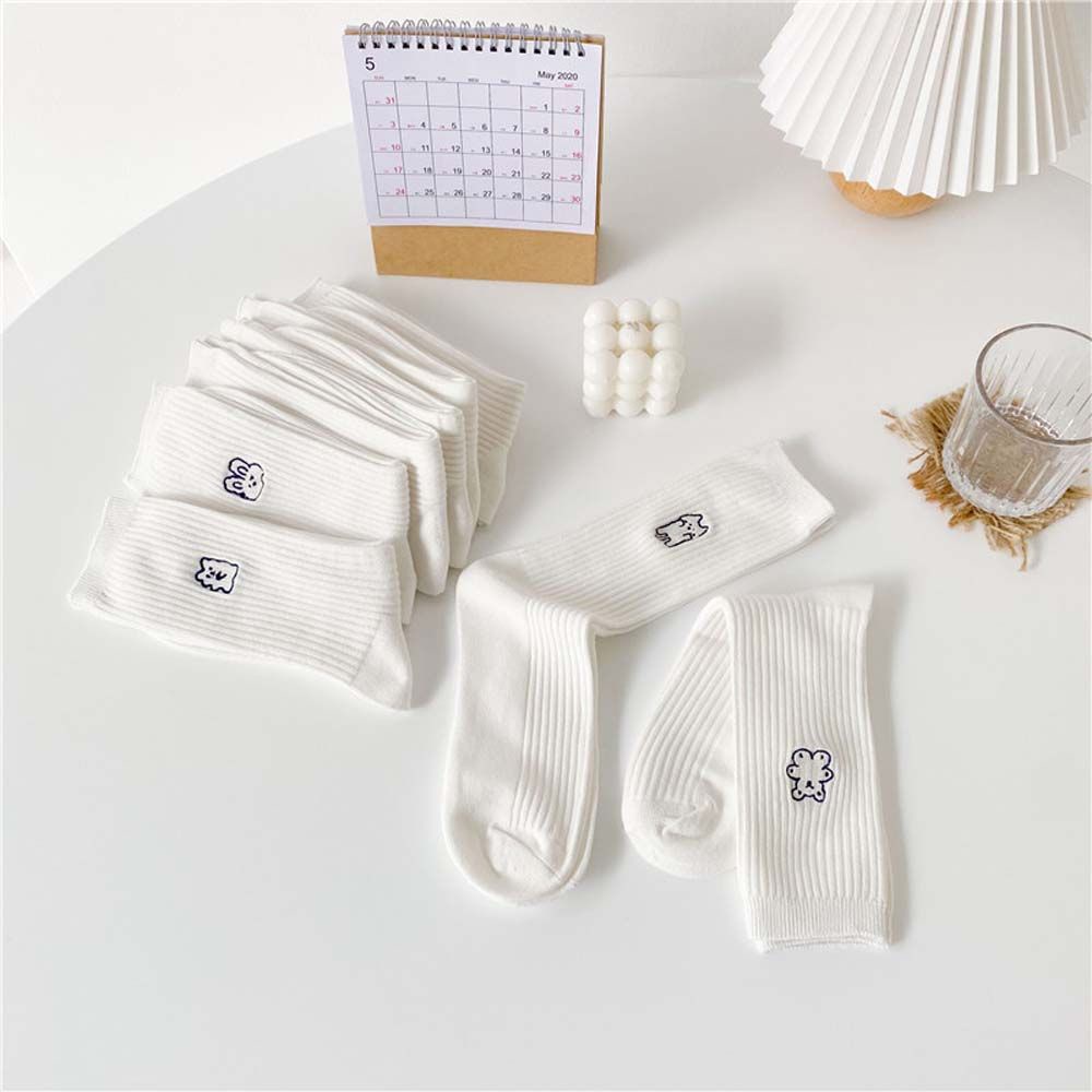 Vớ cotton cổ cao thêu họa tiết hoạt hình phong cách Hàn Quốc thời trang cho nữ