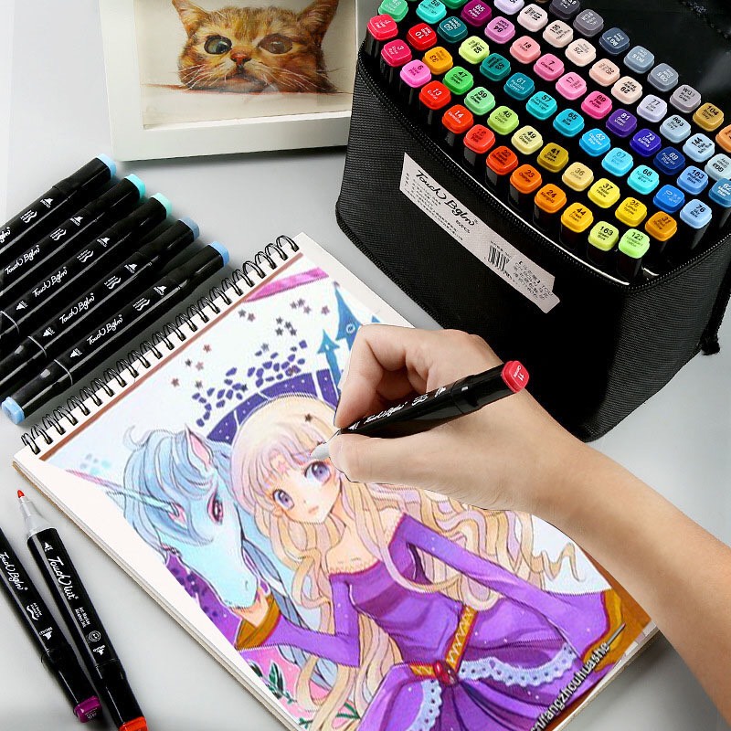 Bút màu dạ marker chuyên nghiệp hãng Touchshi kèm túi vải họa cụ vẽ tranh cao cấp