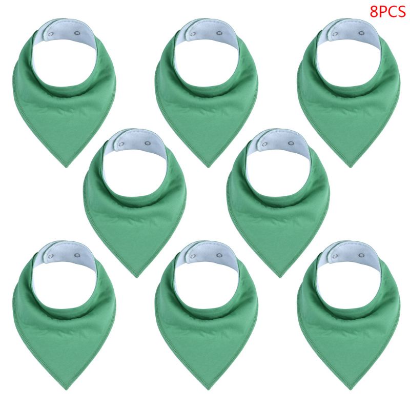 Set 8 Yếm Ăn Cotton Hình Tam Giác Màu Sắc Trơn Dành Cho Bé