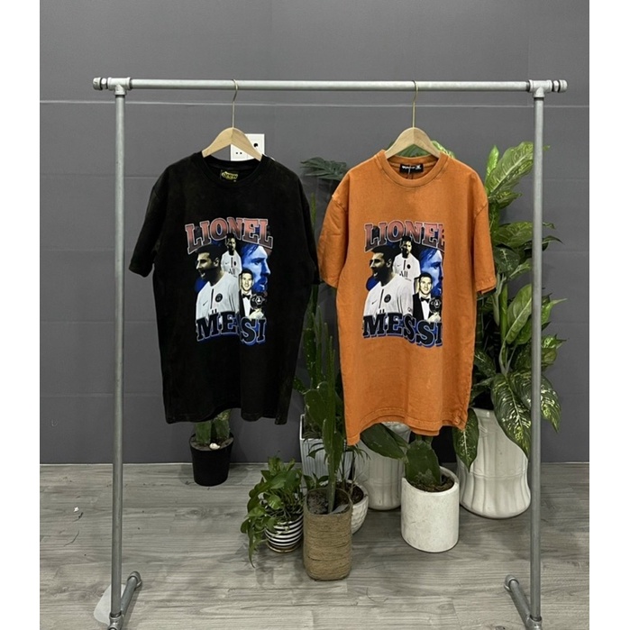 ÁO THUN TAY LỠ WASH COTTON LIONEL MESSI FORM UNISEX NAM NỮ (kèm ảnh thật)