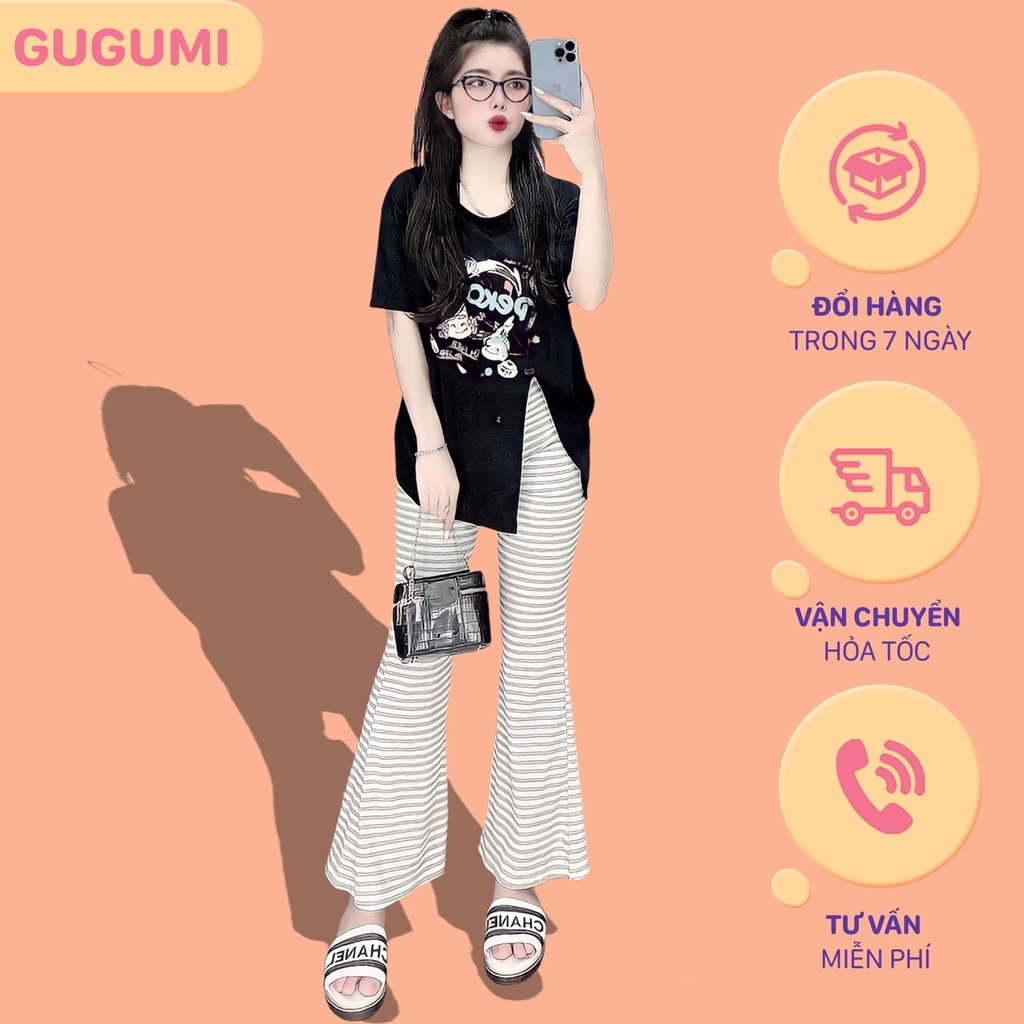Đồ bộ nữ quần dài ống loe tay ngắn