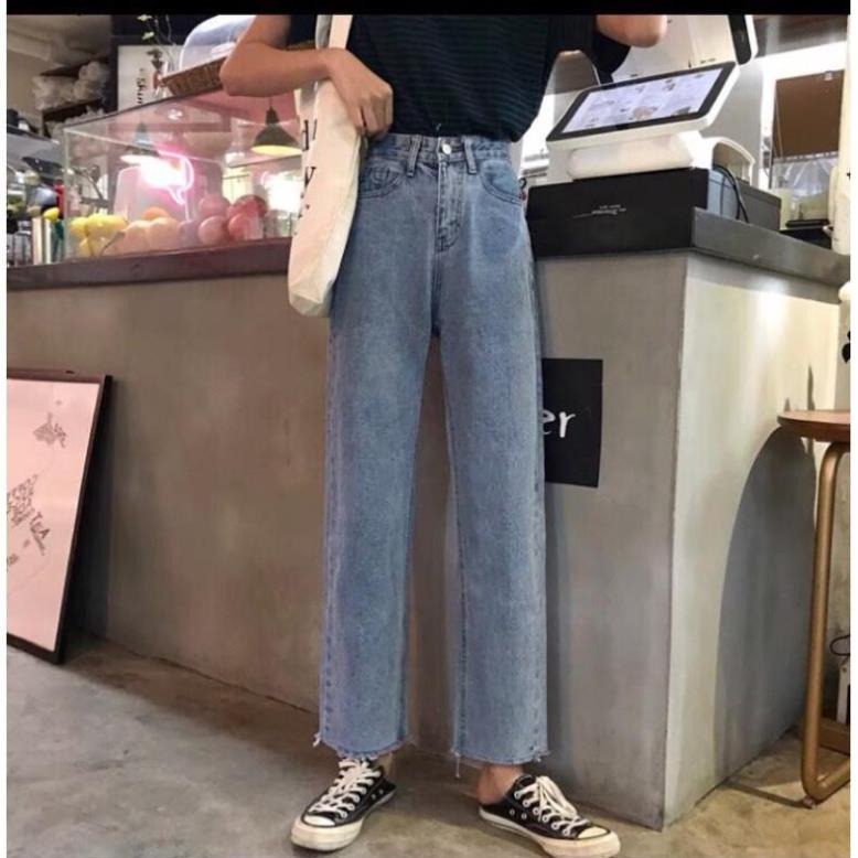Quần jean bò ống rộng suông baggy nữ jeans cạp cao 3 size S M L hót 2021