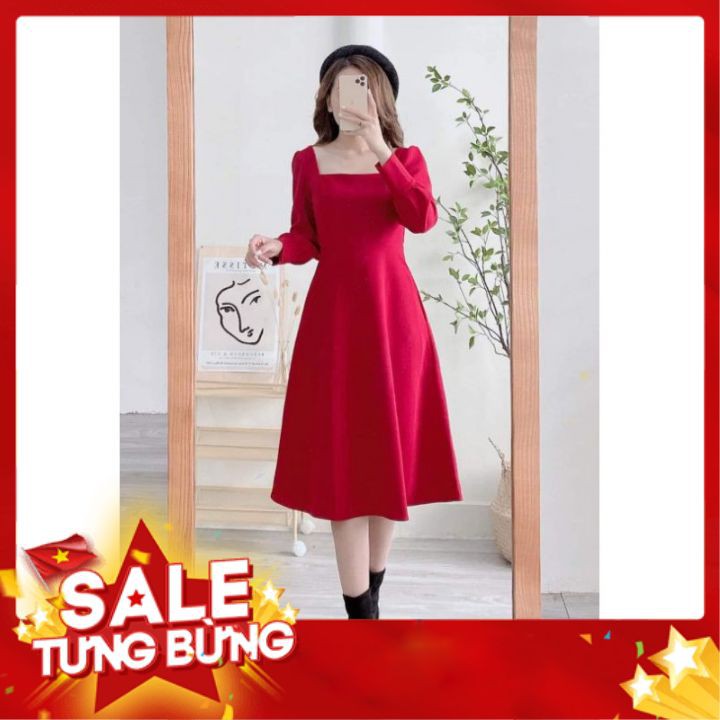 Đầm dự tiệc trắng xòe cổ u vintage | BigBuy360 - bigbuy360.vn