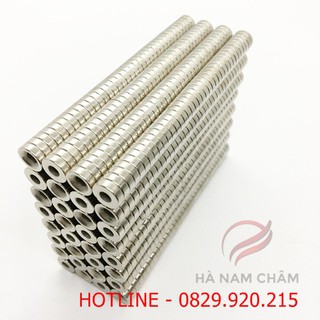 nam châm lỗ vát phi 10mm dày 3mm lỗ (8x4)mm mạ nikel