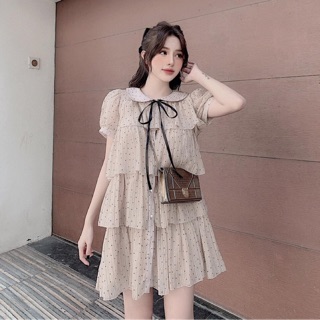 Váy chấm bi suông tầng bèo siêu yêu. Size S M