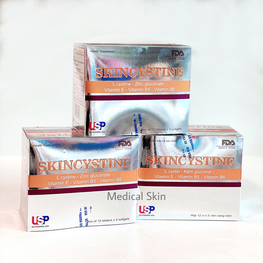 Skincystine Viên uống hỗ trợ mụn, sáng da, giảm rụng tóc