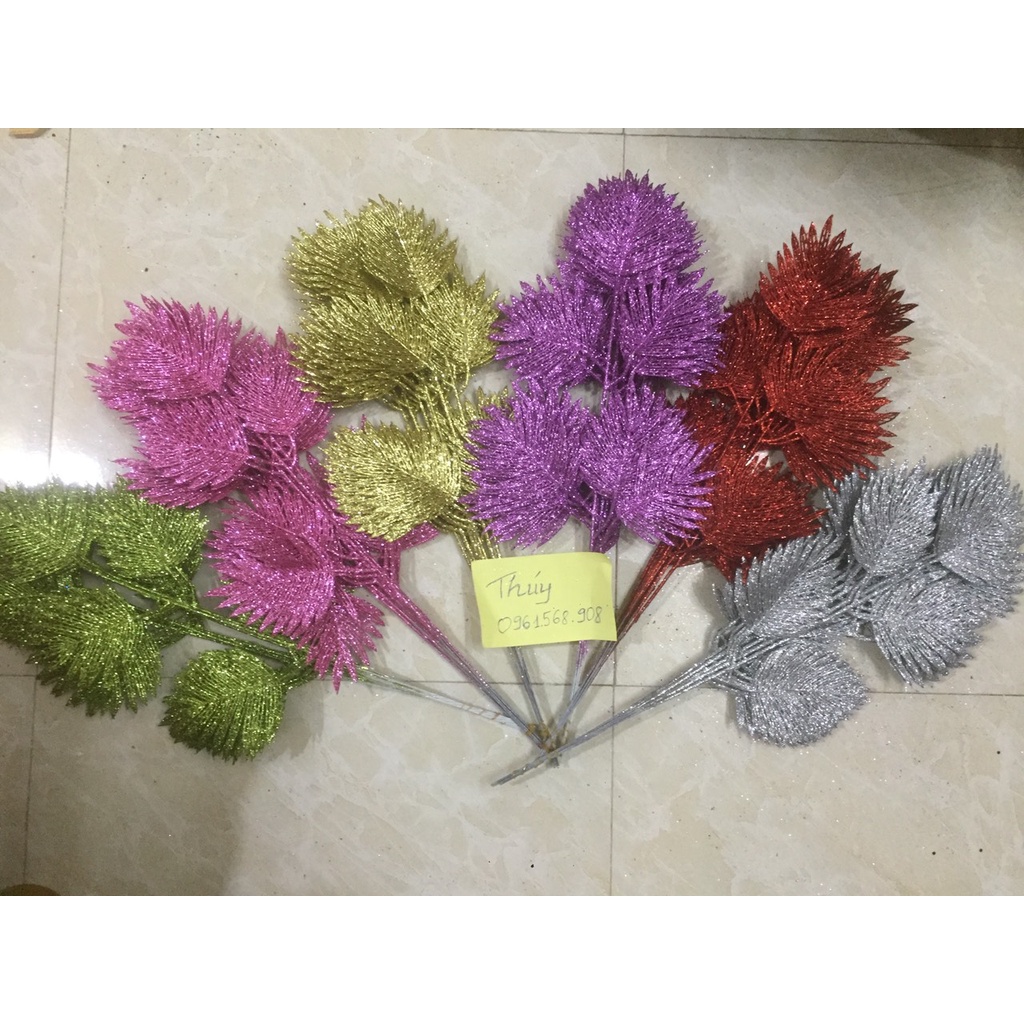 Lá cọ phủ nhũ, kim tuyến dùng trang trí oản tài lộc, tháp nước, tháp bánh | Phụ kiện trang trí