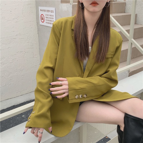 Áo Blazer Phong Cách Ulzzang Trẻ Trung, Năng Động, Chất Liệu Tuyết Hàn Cùng Màu Xanh Hot Trend, V06- Kilafashion.vn