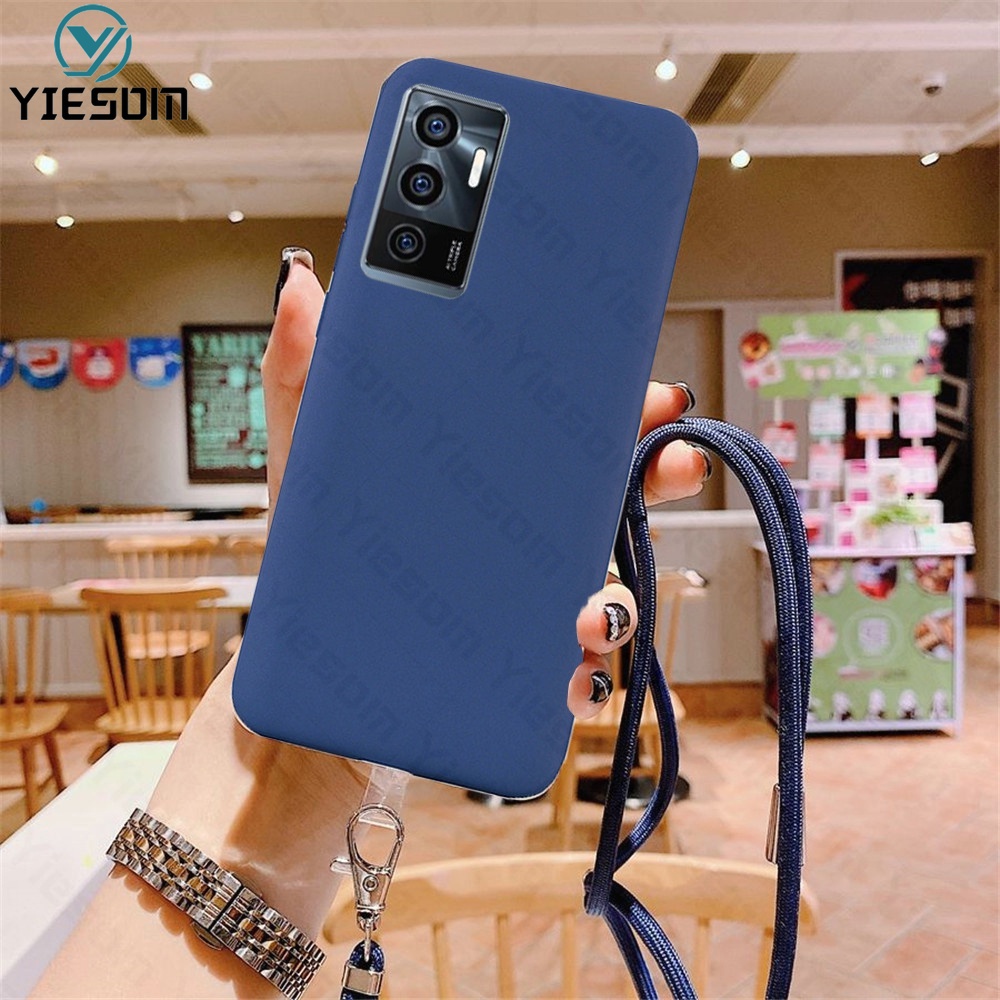 Ốp Điện Thoại TPU Mềm Màu Kẹo Có Dây Đeo Cổ Cho Vivo V23E V23 V20 V20SE V19
