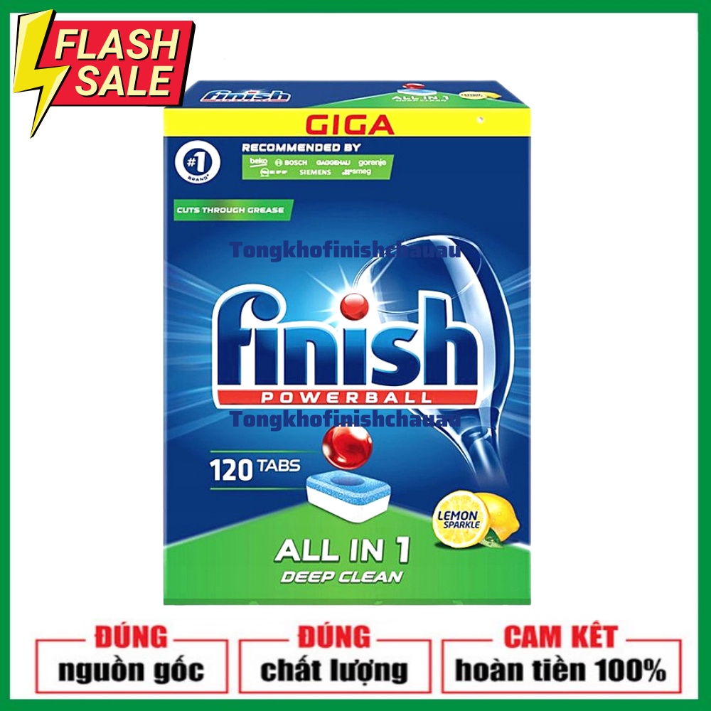 Viên rửa bát Finish All in 1 hộp 120 viên [ Loại 6 trong 1,sản phẩm được yêu thích nhất cho máy rửa bát]