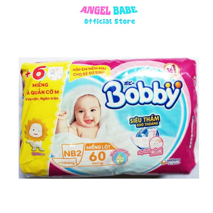 Miếng lót sơ sinh Bobby NB2 60m - Tặng kèm 6 tả quần (Bobby Newborn 2)