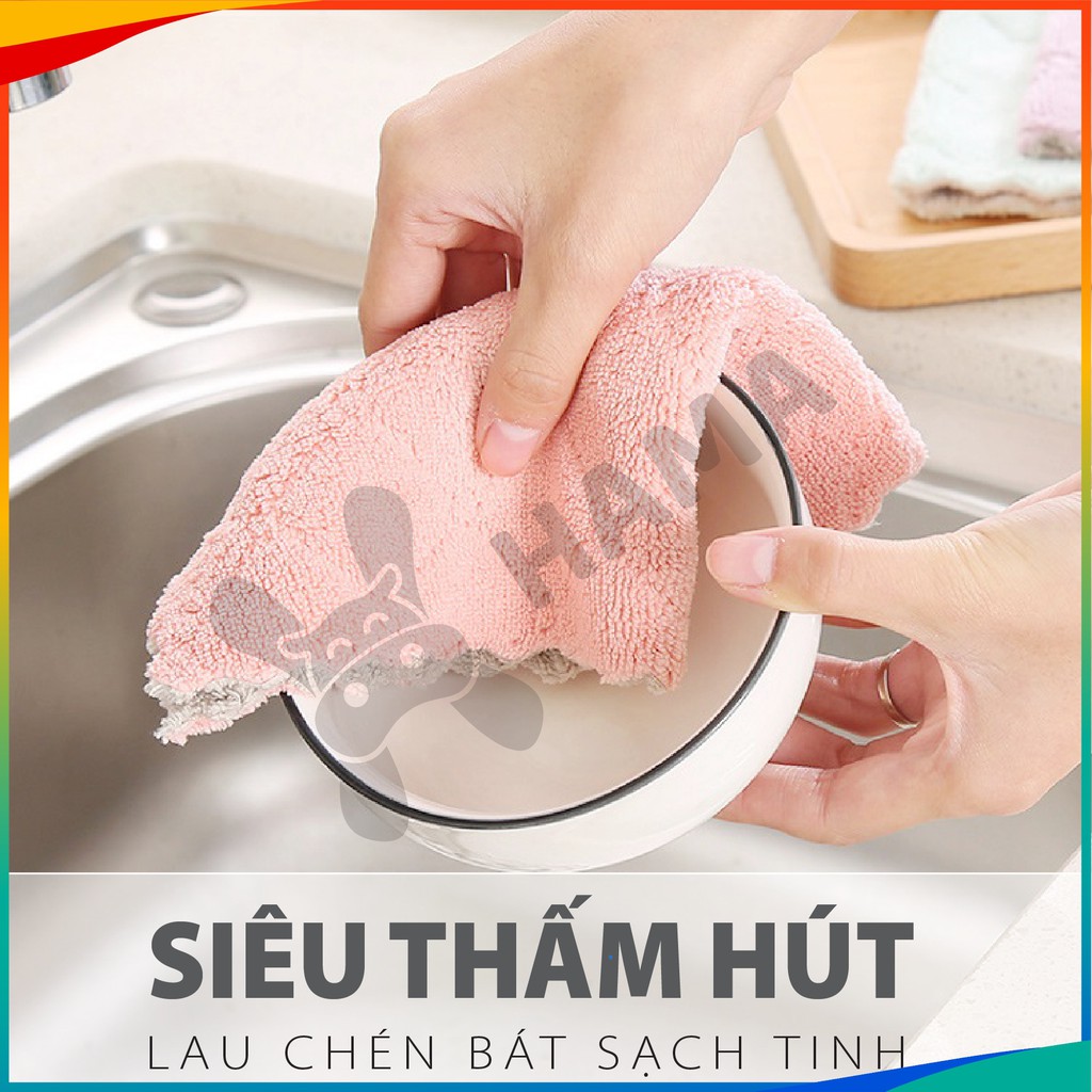 Khăn lau bếp HAMA, 24❌15 cm, khăn đa năng hai mặt, siêu mềm mịn | GD_NB_001