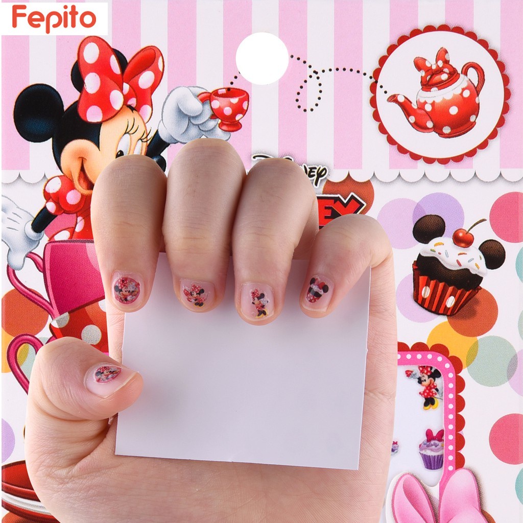Set 5 Tấm Miếng Dán Móng Tay 3d Không Độc Hại Chống Thấm Nước Họa Tiết Hoạt Hình