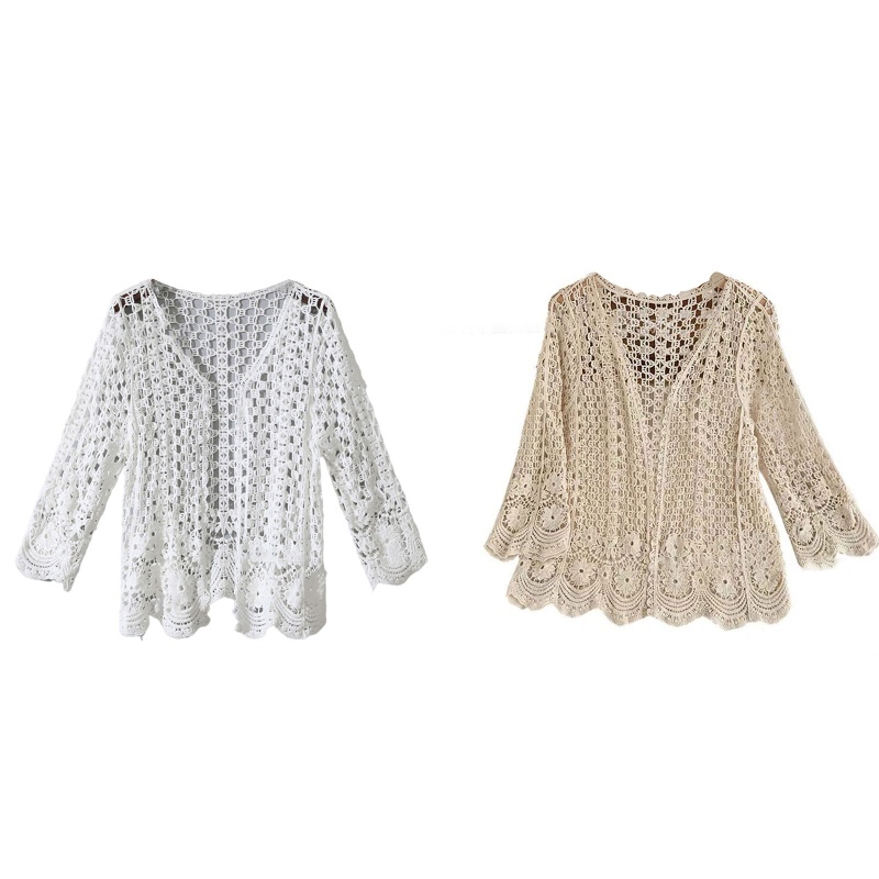 Brroa Áo Khoác Cardigan Dài Tay Họa Tiết In Hoa Phối Lưới Cao Cấp Thời Trang Dành Cho Nữ