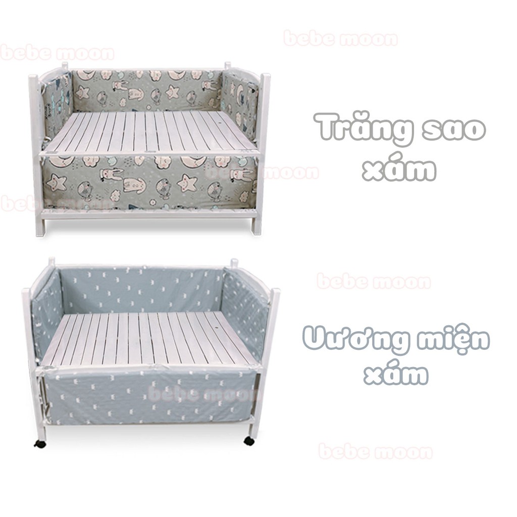 Bộ 4 Tấm Quây Đệm Giường Cũi Cho Bé Vỏ Cotton Ruột Đệm Trứng Cứng Đủ Kích Thước Đủ Màu Sắc