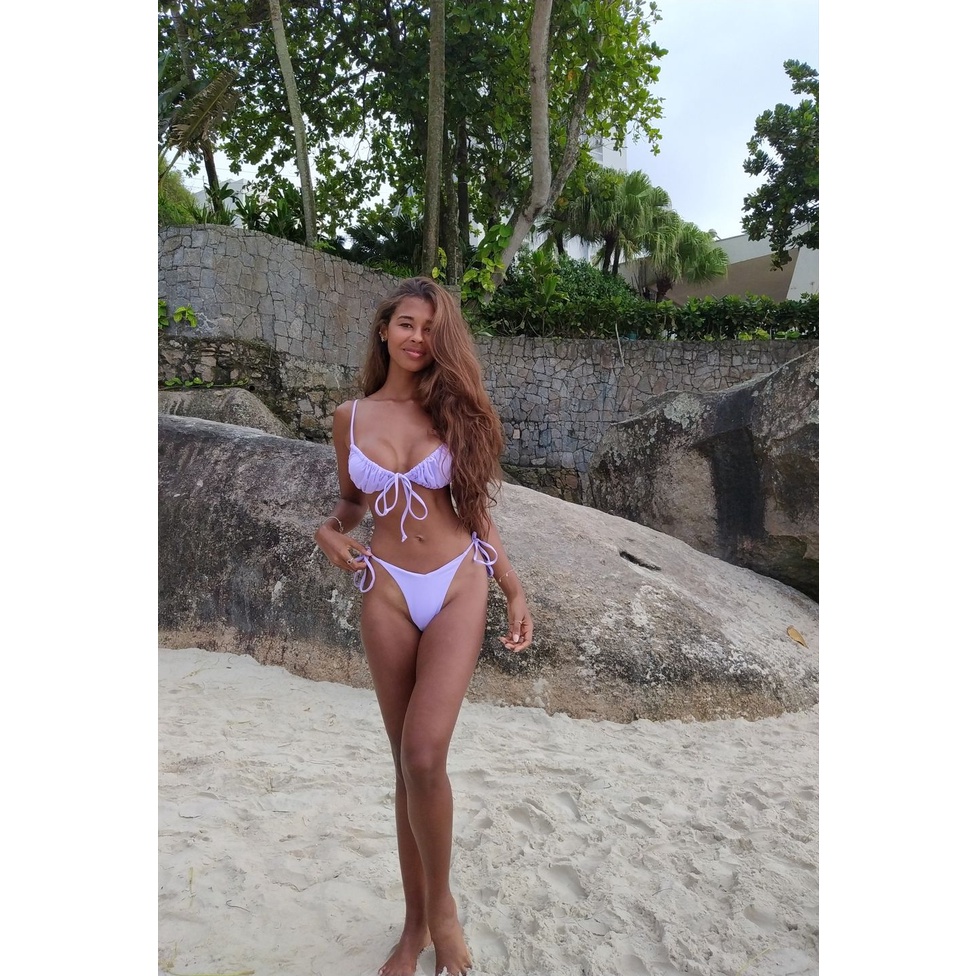 Bikini 2 Mảnh Basic Nâu Tây Rút Dây Siêu Tây Sexy Đủ Màu