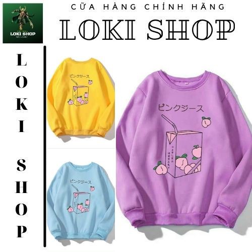 Áo Sweater chống nắng Dành Cho Nam Cho Nữ LOKI SHOP Không Có Mũ Chất Nỉ Form rộng in hình Hộp Sữa Unisex