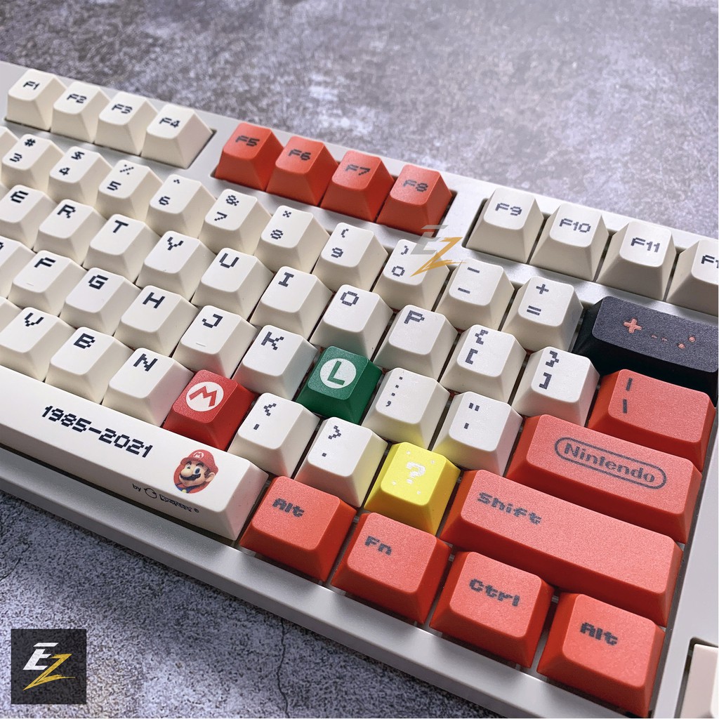 Keycap Cho Bàn Phím Cơ Retro Mario Thick PBT, In Dyesub 120 Phím Cherry Profile Của EZ