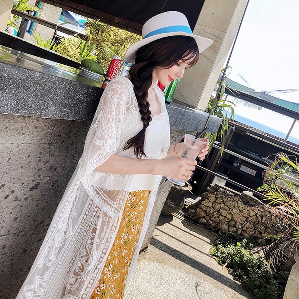 Áo khoác ren lưới dáng dài thời trang mùa hè cho nữ | BigBuy360 - bigbuy360.vn