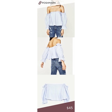 Áo zara sơ mi bẹt vai bèo điệu