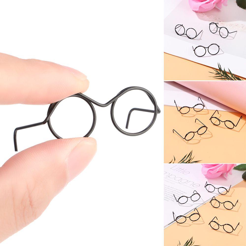 [Hàng giao ngay]Set 5 Mắt Kính Gọng Tròn Bằng Hợp Kim Màu Đen Dành Cho Búp Bê
