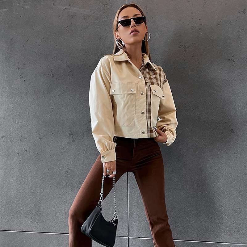 IELGY  Áo Khoác Ngắn Dáng Rộng Cài Một Hàng Nút Thời Trang Cho Nữ