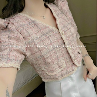 SET ÁO CROPTOP DẠ KÈM SHORT (KÈM VIDEO HÌNH THẬT)