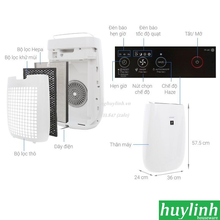 Máy lọc không khí Sharp J40E [FP-J40E-W] - 30m2 - J-Tech Inverter