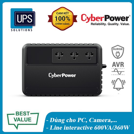 Bộ lưu điện CyberPower BU600E - 600VA/360W 👌CyberPower Chính hãng new 100%👌