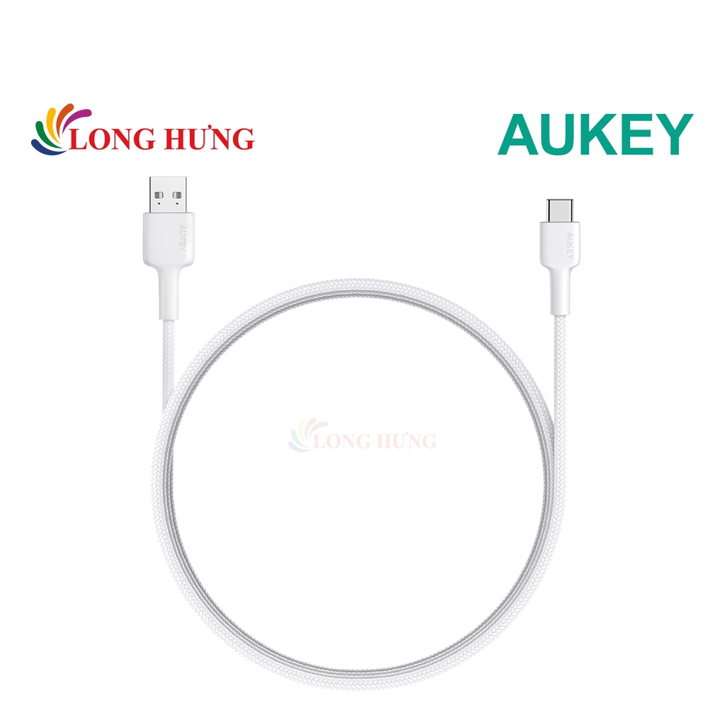 Cáp USB Type-C Aukey Impulse Braided AC 0.9m CB-CD30 - Hàng chính hãng - Chất liệu vải dù bền bỉ, dây dài 0.9 m