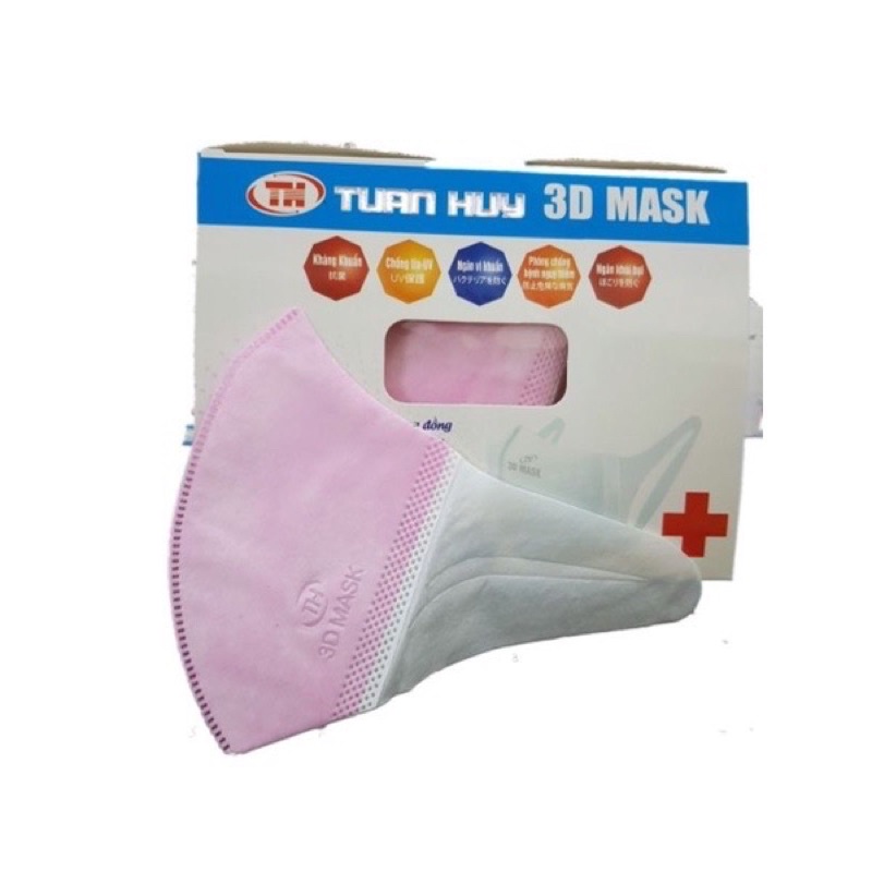 Hộp 50 chiếc khẩu trang 3D màu hồng trend 2021