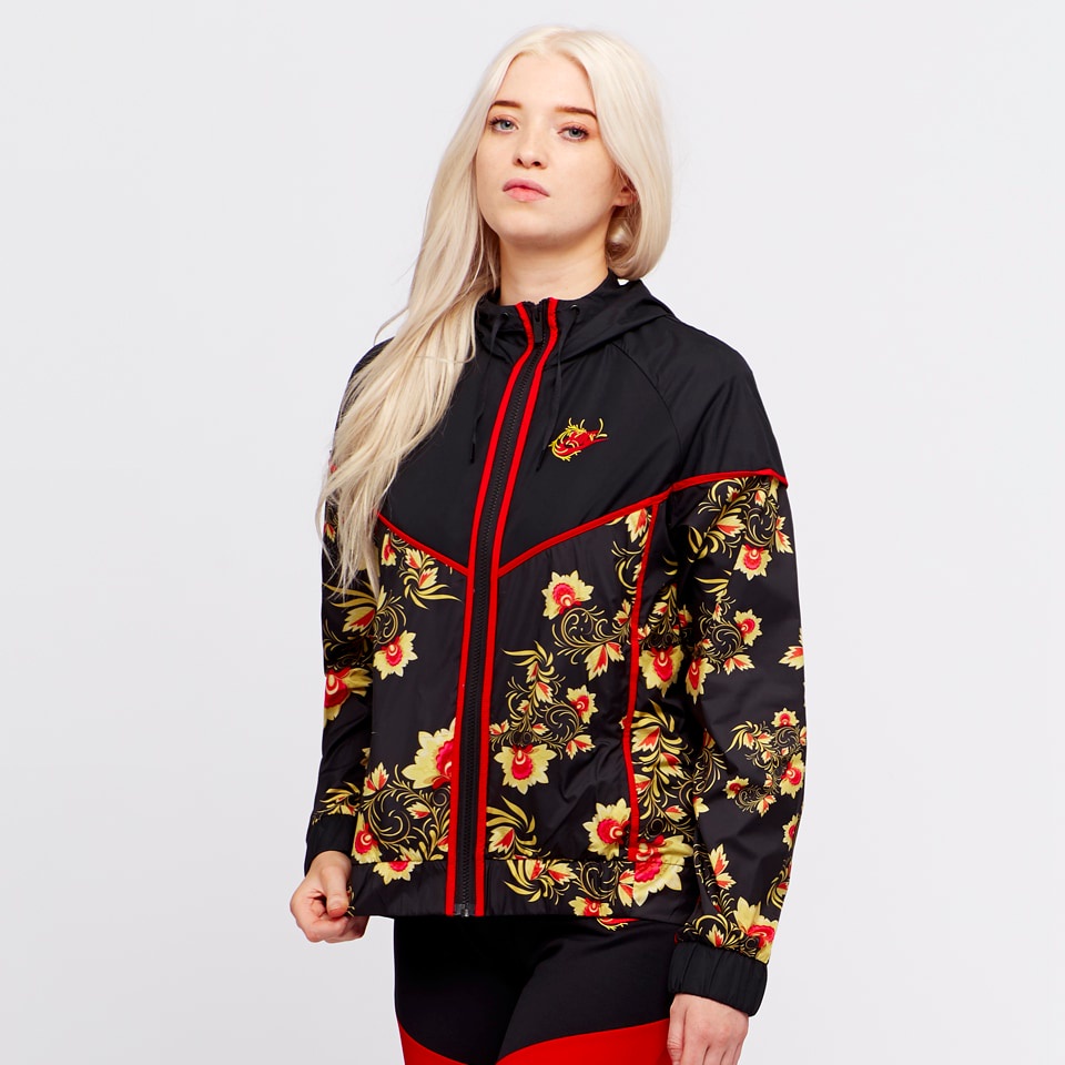 Áo khoác Nike Women's Windbreaker AOP Floral - Đen phối đỏ