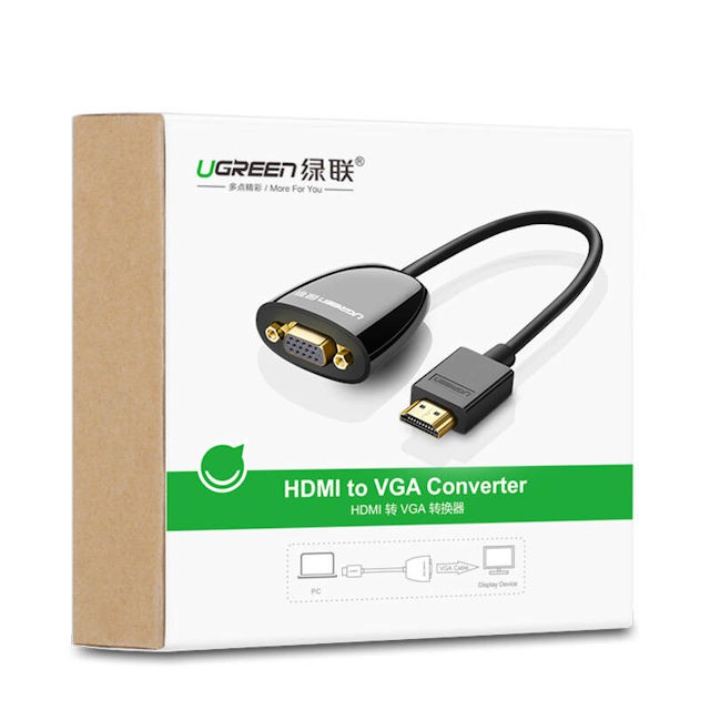 Bộ chuyển đổi HDMI sang VGA (không Audio) độ phân giải 1920*1080 dài 16cm UGREEN MM102