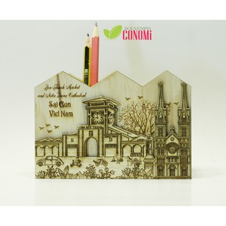 ỐNG BÚT HÌNH CHỢ BẾN THÀNH VÀ NHÀ THỜ ĐỨC BÀ SÀI GÒN