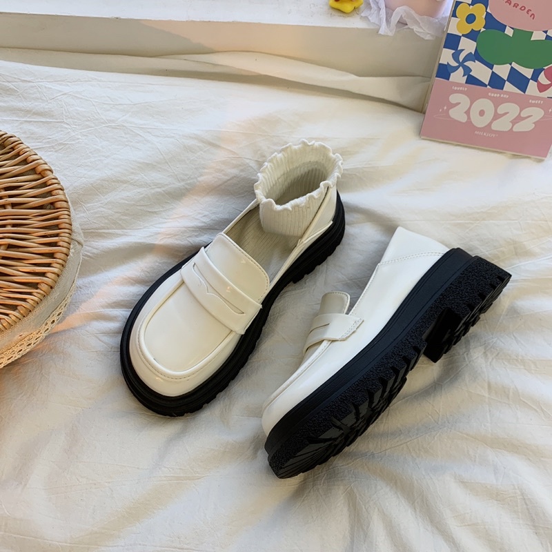 Giày loafer oxford búp bê đế cao đồng phục học sinh dễ thương da PU đế 5.5cm Yannie Lolita